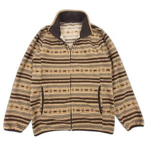 NEW Uniqlo Fleece Full Zip Jacket Teddy Sweater Brown Fair Isle Gorpcore Large